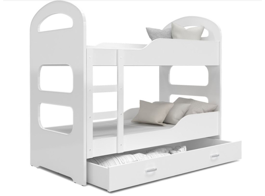 Detská poschodová posteľ Dominik so zásuvkou BIELA - 160x80 cm