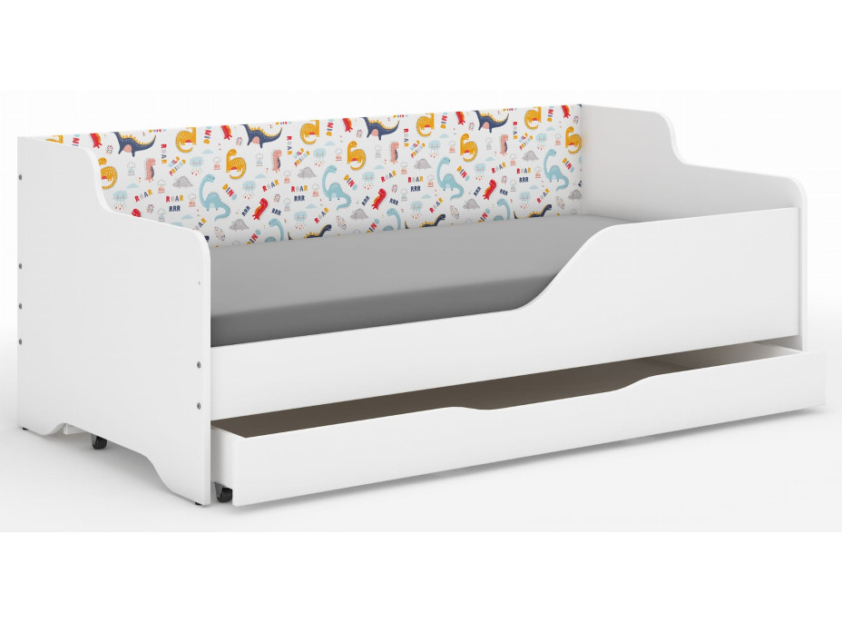 Detská posteľ LOLA - DINOSAURI 160x80 cm - grafika na bočnici