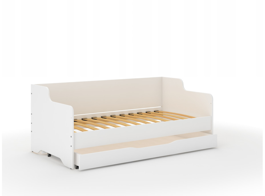 Detská posteľ LOLA - DIEVČA NA BICYKLI 160x80 cm - grafika na bočnici