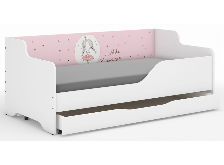Detská posteľ LOLA - PRINCEZNA 160x80 cm - grafika na bočnici