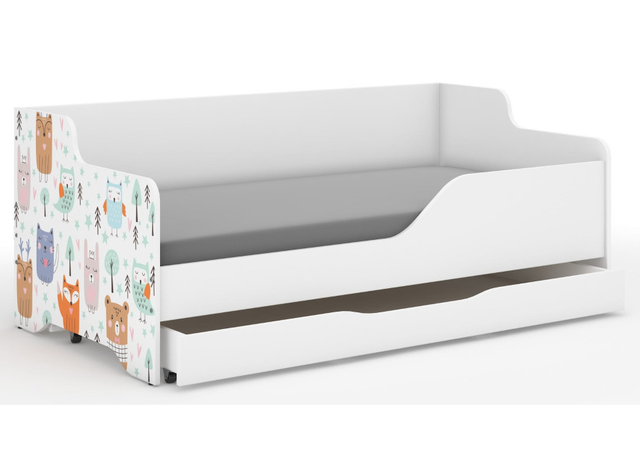 Detská posteľ LOLA - SPIACI LES 160x80 cm - grafika na čelách