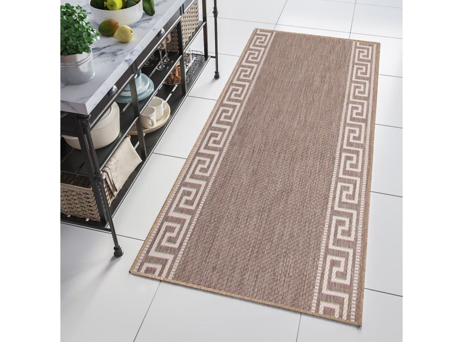 Sisalový PP behúň GREEK - taupe/béžový - 70x200 cm