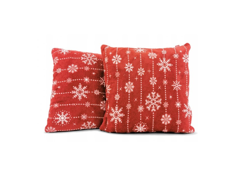 Vianočný vankúš NOVEL 40x40 cm - snehové vločky - červená/biela