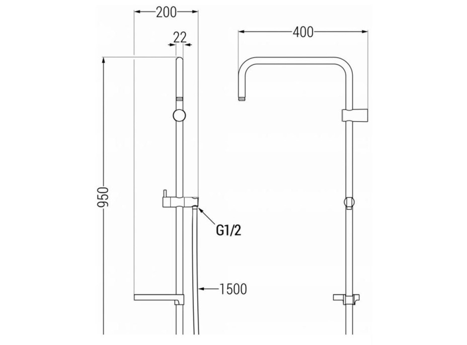 Sprchová kovová tyč s držiakom na ručnú sprchu, dažďovú hlavicu a mydlo MEXEN X - 95 cm - chrómová + hadica 150 cm, 79391-00