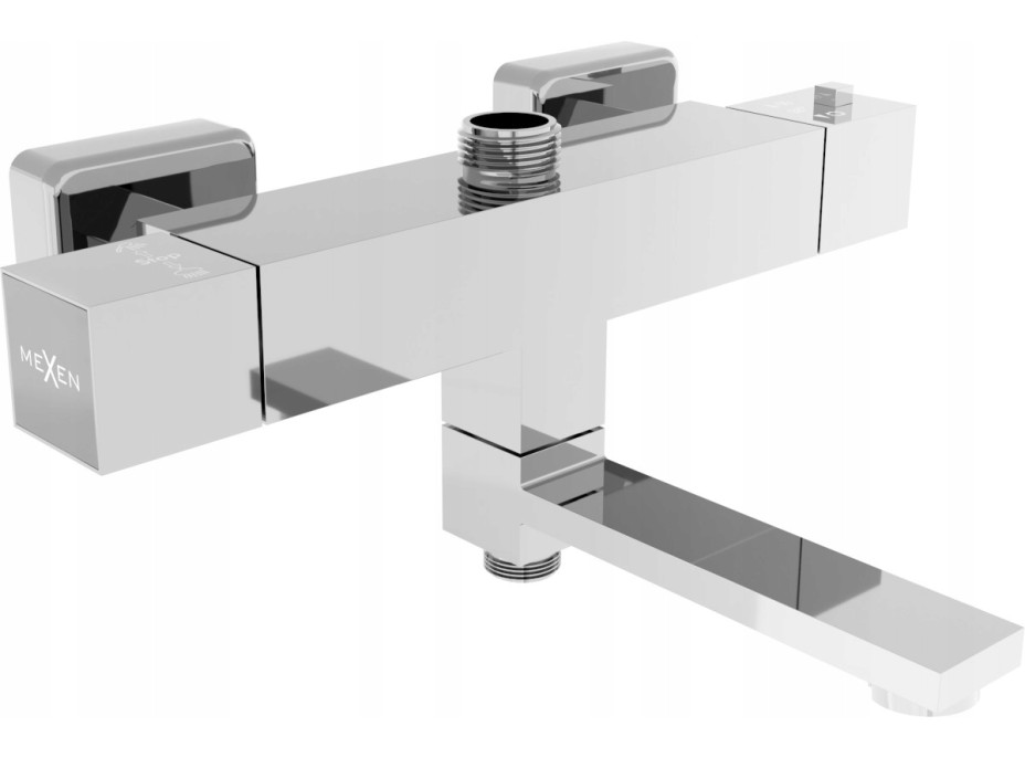 Vaňová termostatická batéria MEXEN CUBE s pripojením na sprchovú tyč - chrómová, 77910-00