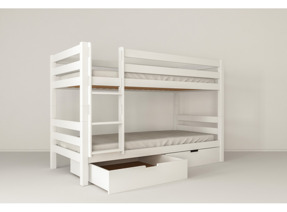 Detská poschodová posteľ z MASÍVU BUK - MARK 200x90cm - biela