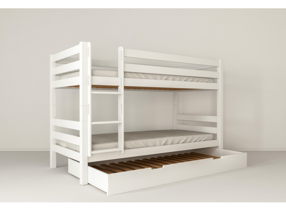 Detská poschodová posteľ z MASÍVU BUK - MARK 200x90cm - biela