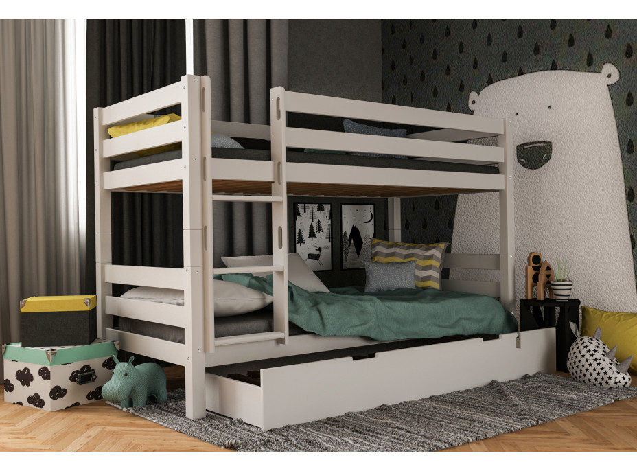 Detská poschodová posteľ z MASÍVU BUK - MARK 200x90cm - biela Detská poschodová posteľ z MASÍVU BUK - MARK 200x90cm - biela