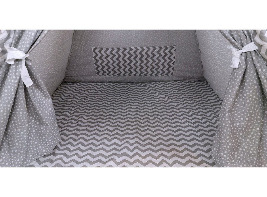 Detský stan TEEPEE (TÝPIE) STARS s doplnkami - cik-cak/sivý