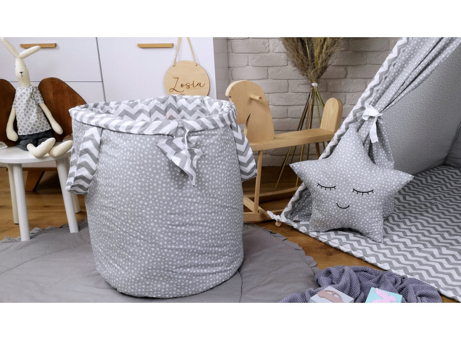 Detský stan TEEPEE (TÝPIE) STARS s doplnkami - cik-cak/sivý