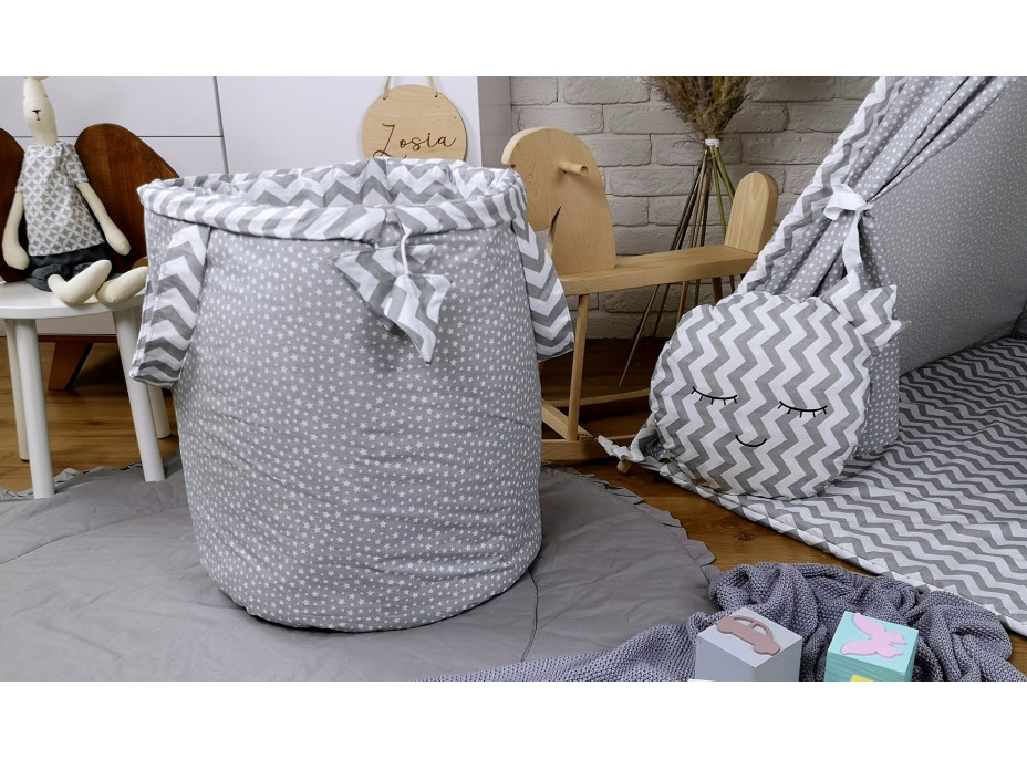 Detský stan TEEPEE (TÝPIE) STARS s doplnkami - cik-cak/sivý