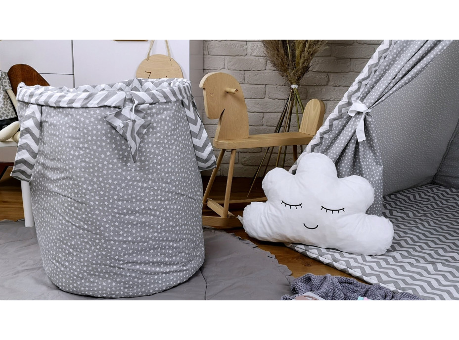 Detský stan TEEPEE (TÝPIE) STARS s doplnkami - cik-cak/sivý