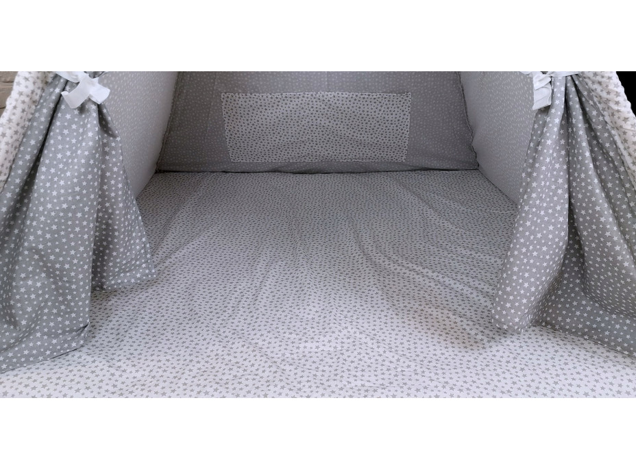 Detský stan TEEPEE (TÝPIE) STARS s doplnkami - šedý/biely