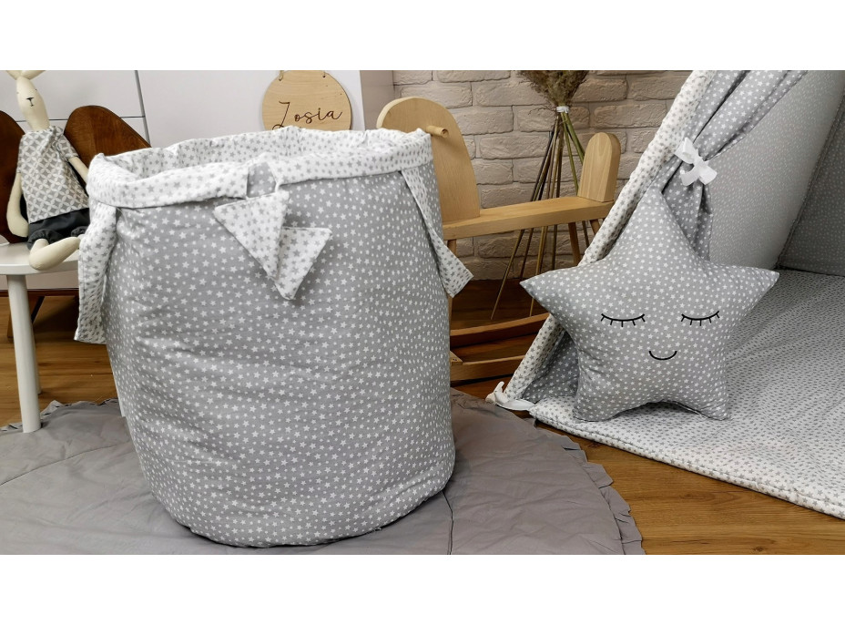 Detský stan TEEPEE (TÝPIE) STARS s doplnkami - šedý/biely