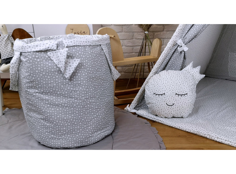 Detský stan TEEPEE (TÝPIE) STARS s doplnkami - šedý/biely