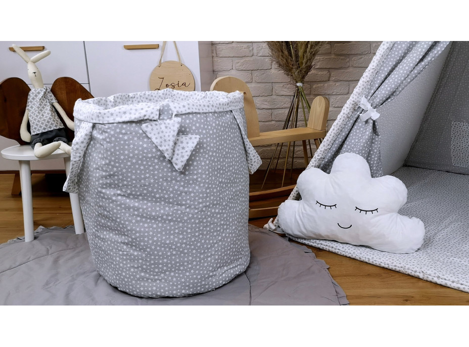 Detský stan TEEPEE (TÝPIE) STARS s doplnkami - šedý/biely