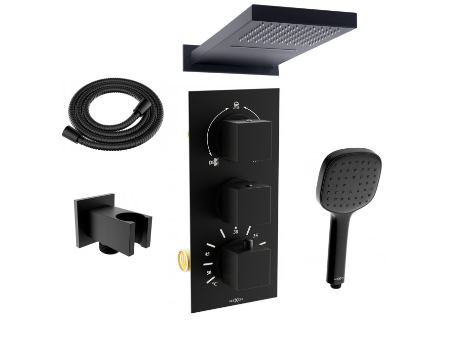 Sprchová podomietková termostatická súprava RAINFORCE - čierna
