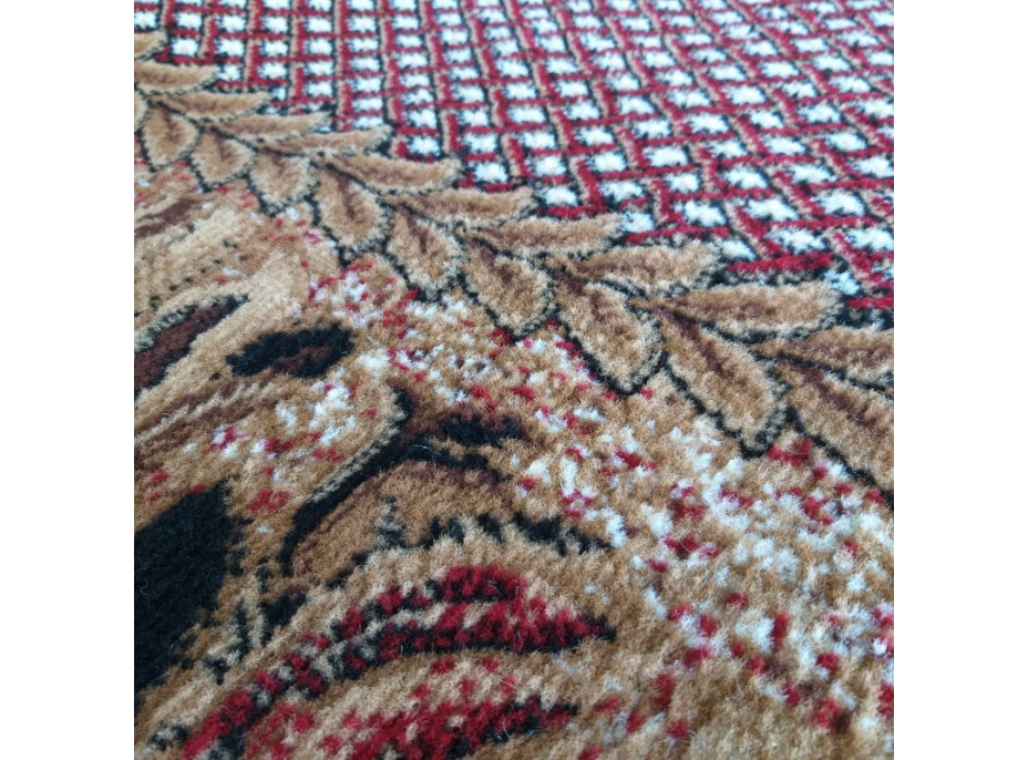 Kusový koberec ALPHA Flower - hnedý/červený