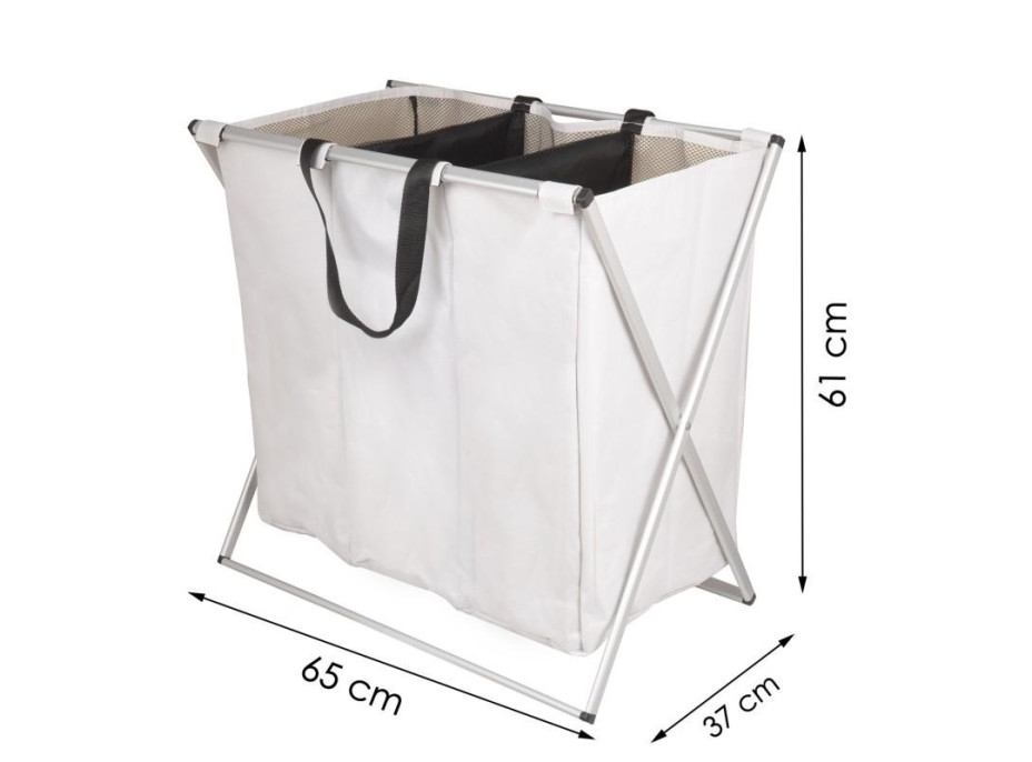 Rozkladací kôš na bielizeň - 90 litrov - 3 komory