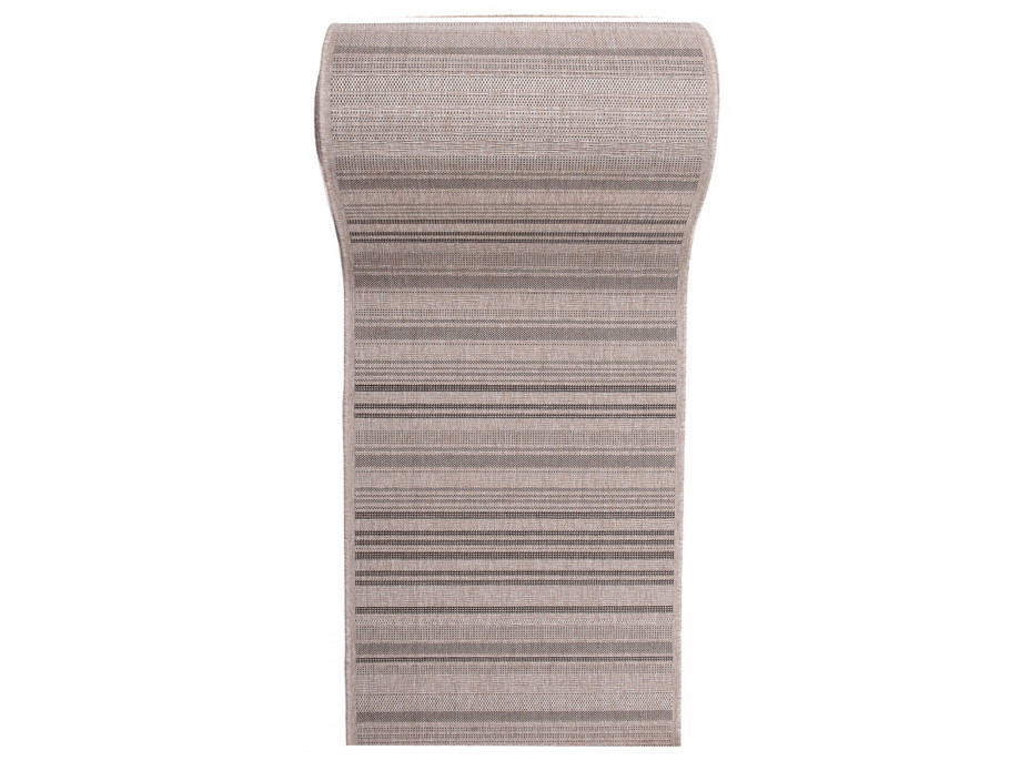 Sisalový PP behúň STRIPE - svetlo hnedý / čierny - 70x300 cm
