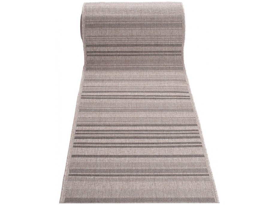 Sisalový PP behúň STRIPE - svetlo hnedý / čierny - 70x300 cm