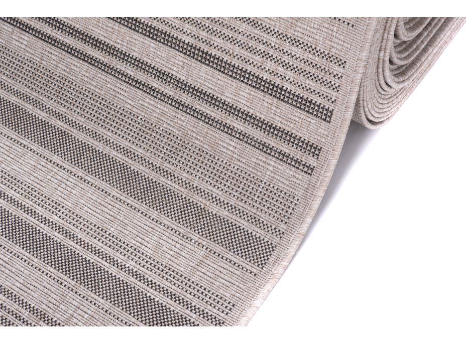 Sisalový PP behúň STRIPE - svetlo hnedý / čierny - 70x300 cm