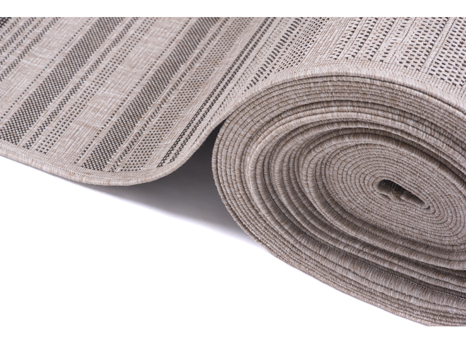 Sisalový PP behúň STRIPE - svetlo hnedý / čierny - 70x300 cm