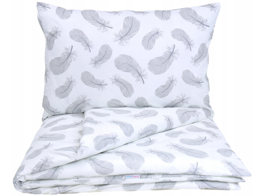 Detské bavlnené obliečky do postieľky 120x90 cm PREMIUM - Pierka s bielou