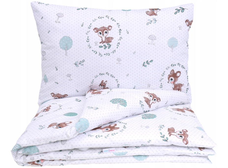 Detské bavlnené obliečky do postieľky 120x90 cm BABYMAM PREMIUM - Srnky