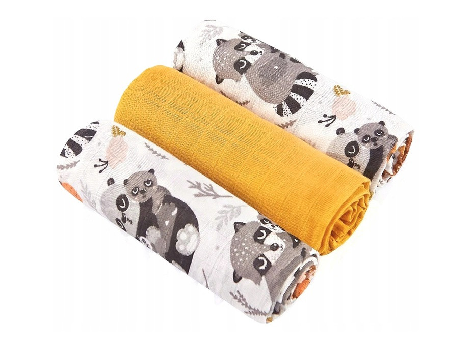 Detské mušelínové plienky BABYMAM PREMIUM 70x75 cm - sada 3 ks - Medvedíky