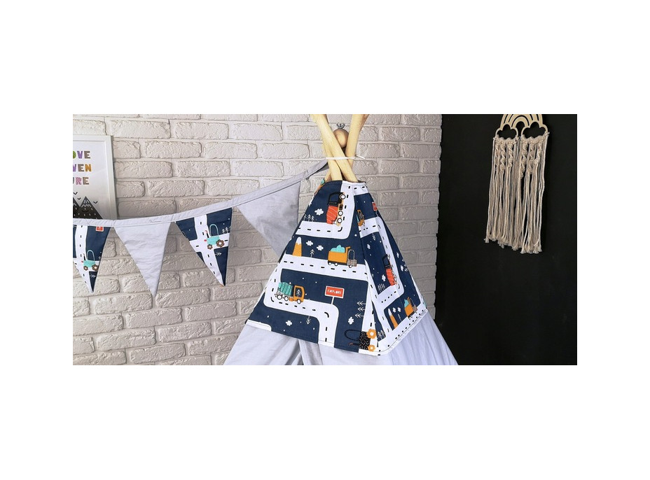 Detský stan TEEPEE (TÍPÍ) MESTEČKO s doplnkami - šedý