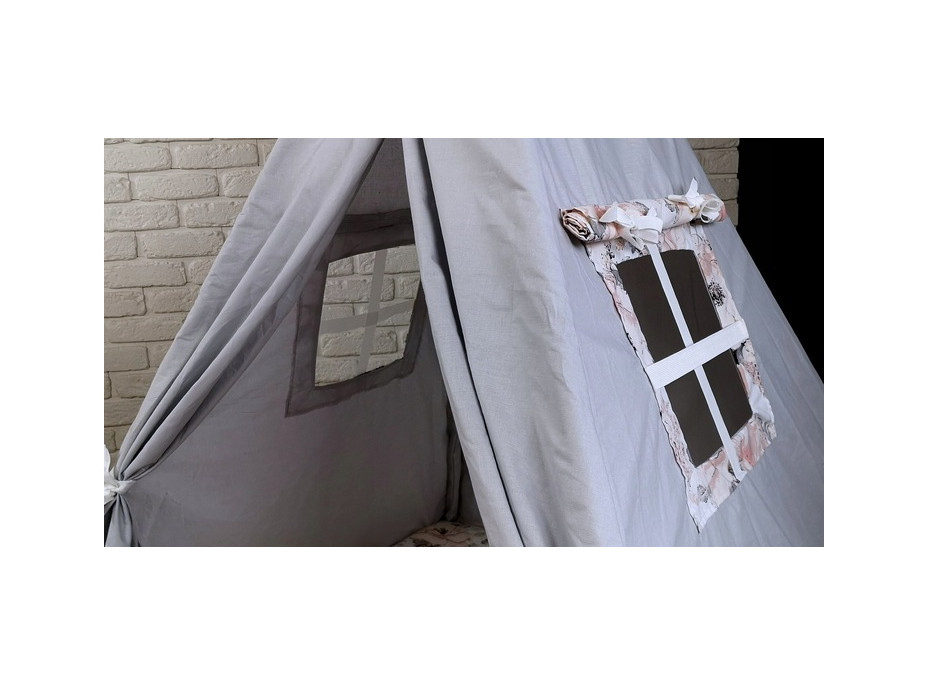Detský stan TEEPEE (TÍPÍ) PIVONKY s doplnkami - šedý