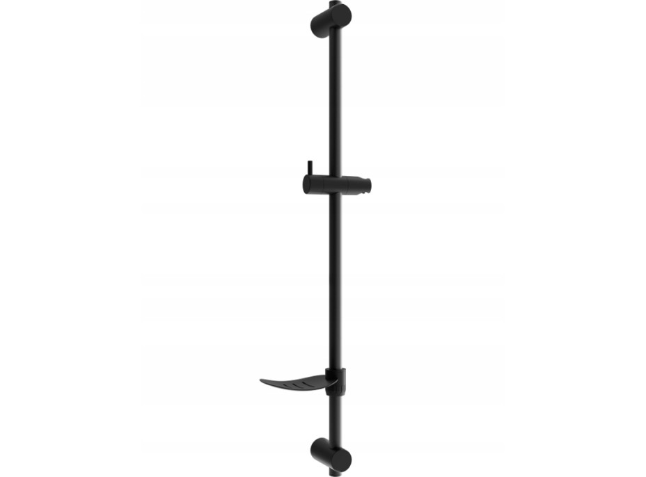 Sprchová kovová tyč s držiakom na ručnú sprchu a mydlo MEXEN DF - 80 cm - čierna matná, 79382-70