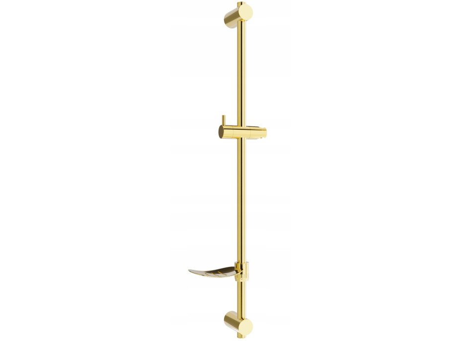 Sprchová kovová tyč s držiakom na ručnú sprchu a mydlo MEXEN DF - 80 cm - zlatá, 79382-50