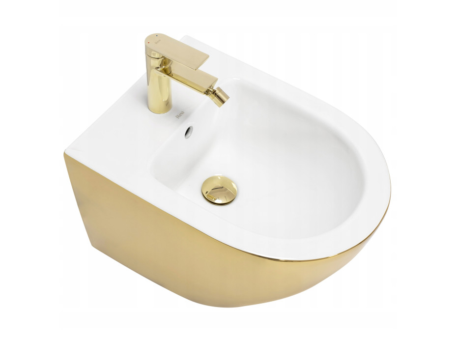 Závesný bidet MAXMAX Rea CARLO mini - biely/zlatý