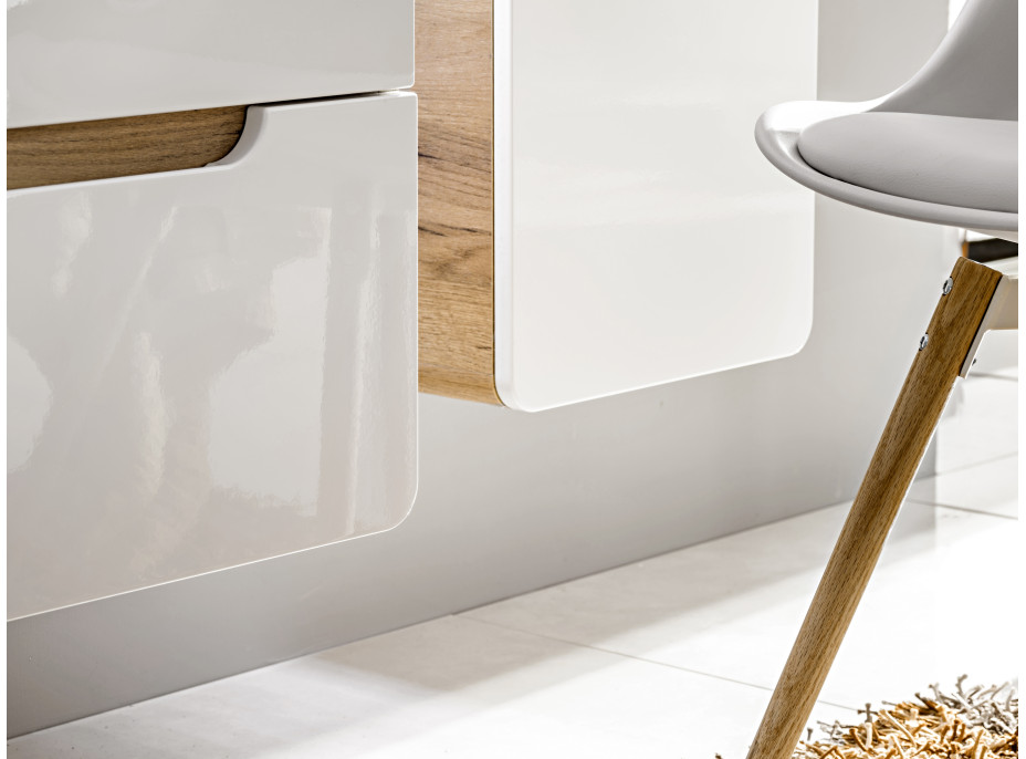 Zostava kúpeľňového nábytku BÁRA 50 cm s vysokou slim skrinkou vr. zápustného keramického umývadla