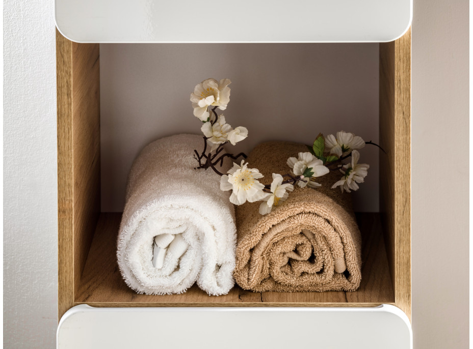 Zostava kúpeľňového nábytku BÁRA 40 cm s úzkou umývadlovou skrinkou vr. keramického umývadla bez prepadu