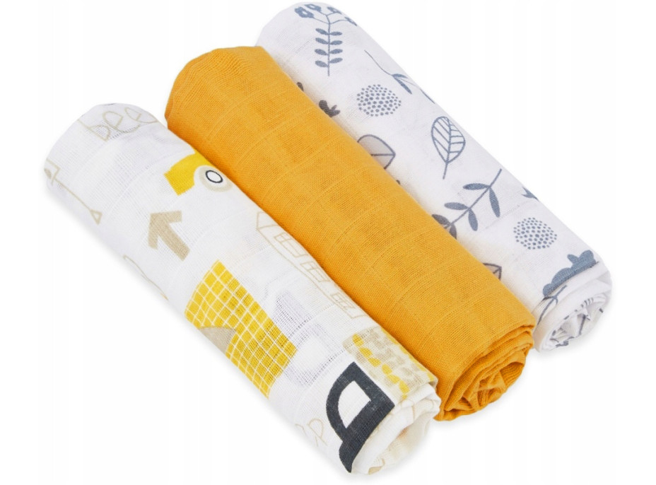 Detské mušelínové plienky BABYMAM PREMIUM 70x75 cm - sada 3 ks - Slnečné mesto