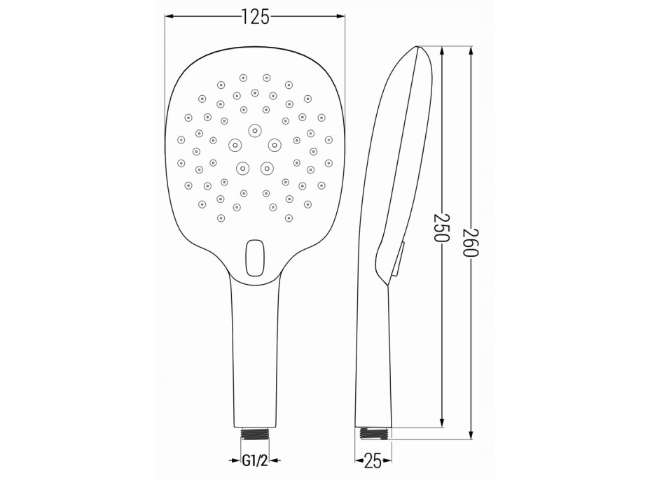 Ručná sprchová hlavica MEXEN R-22 - 3 funkcie - 250x125 mm - čierna, 79522-70