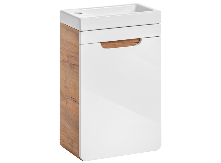 Zostava kúpeľňového nábytku BÁRA 40 cm s úzkou umývadlovou skrinkou vr. keramického umývadla bez prepadu