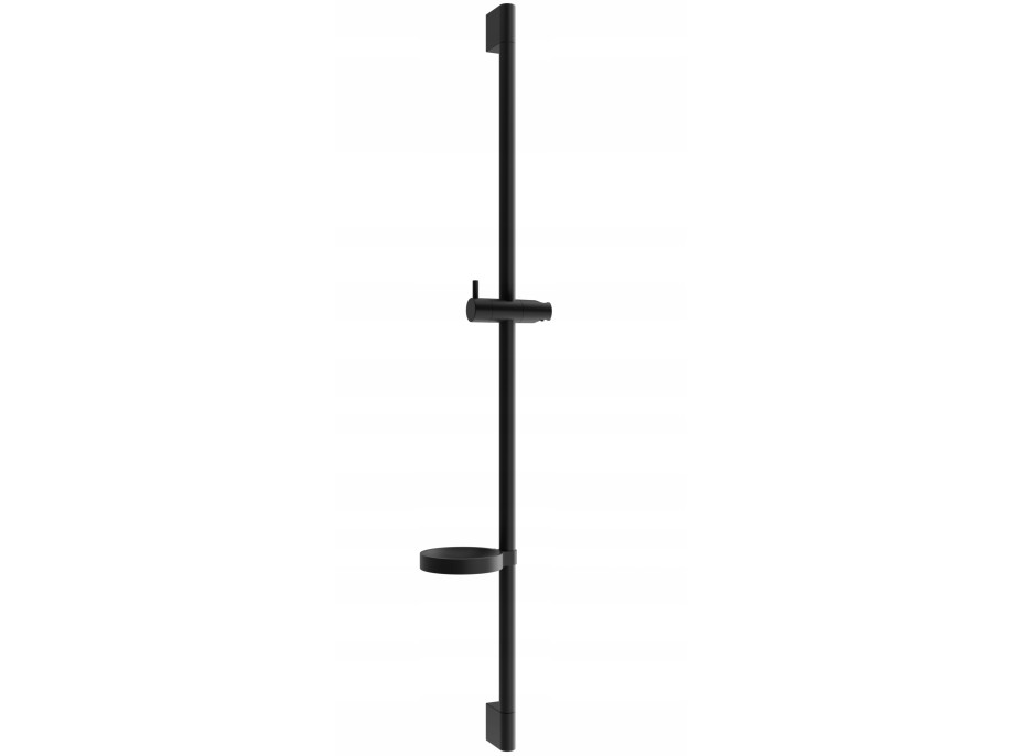 Sprchová kovová tyč s držiakom na ručnú sprchu a mydlo MEXEN DS - 90 cm - čierna matná, 79383-70