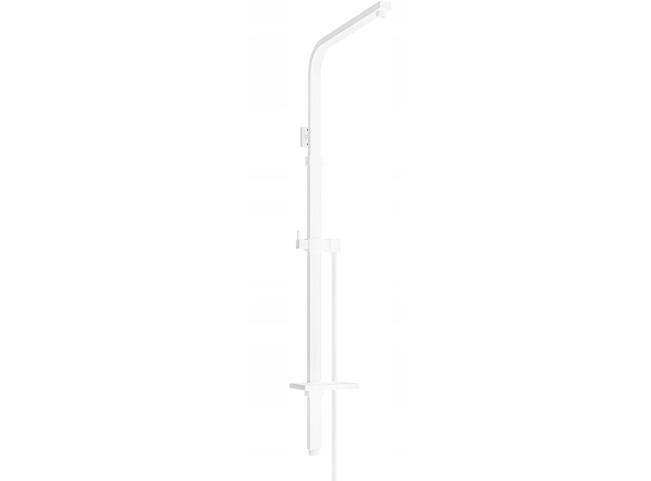 Sprchová kovová tyč s držiakom na ručnú sprchu, dažďovú hlavicu a mydlo MEXEN Q - 93-125 cm - biela + hadica 150 cm, 79395-20