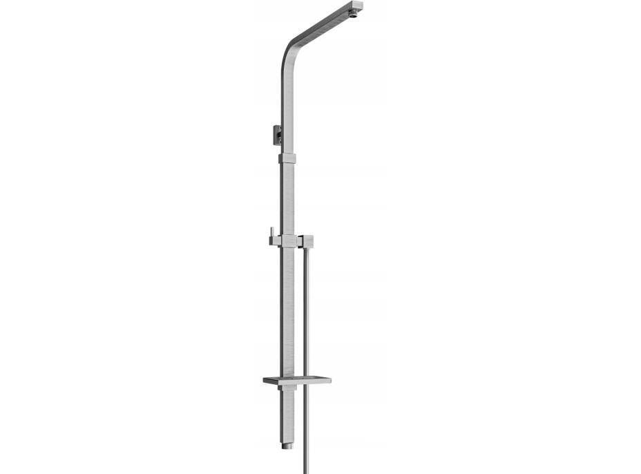 Sprchová kovová tyč s držiakom na ručnú sprchu, dažďovú hlavicu a mydlo MEXEN Q - 93-125 cm - grafit + hadica 150 cm, 79395-66