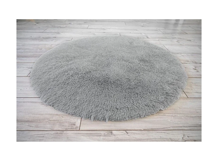 Plyšový okrúhly koberec SOFT 70 cm - šedý