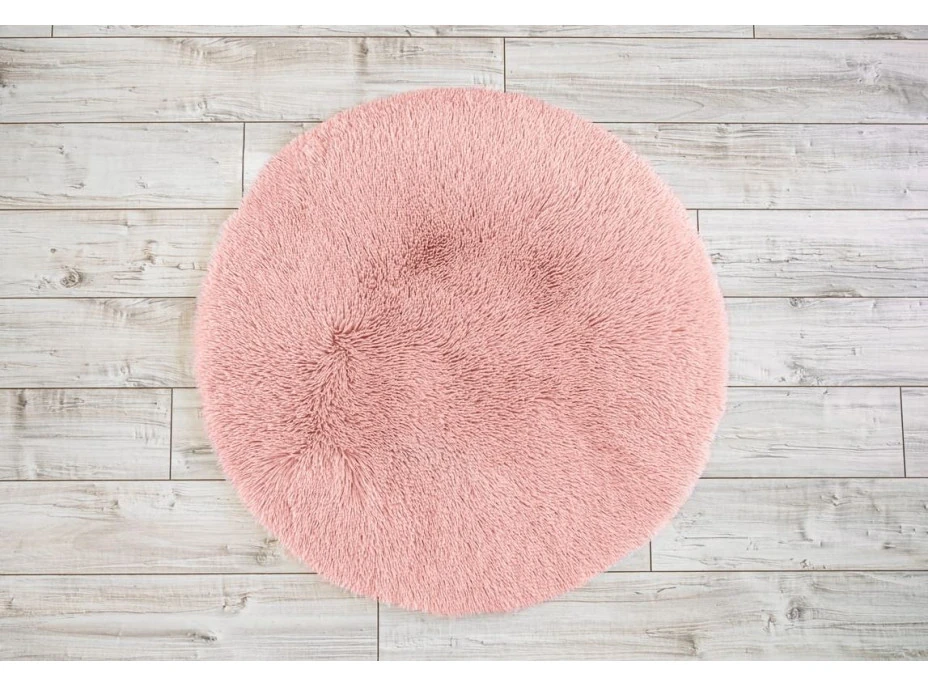 Plyšový okrúhly koberec SOFT 70 cm - ružový