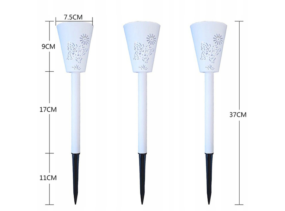 Záhradná LED solárna lampa do zeme BUTTERFLY 37x7,5 cm - biela