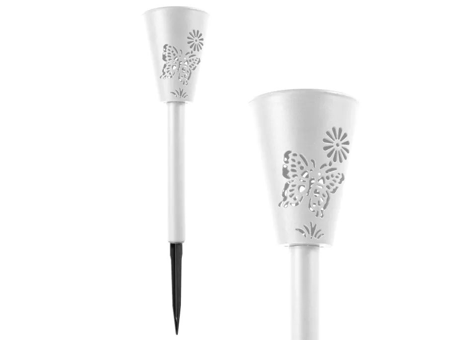 Záhradná LED solárna lampa do zeme BUTTERFLY 37x7,5 cm - biela