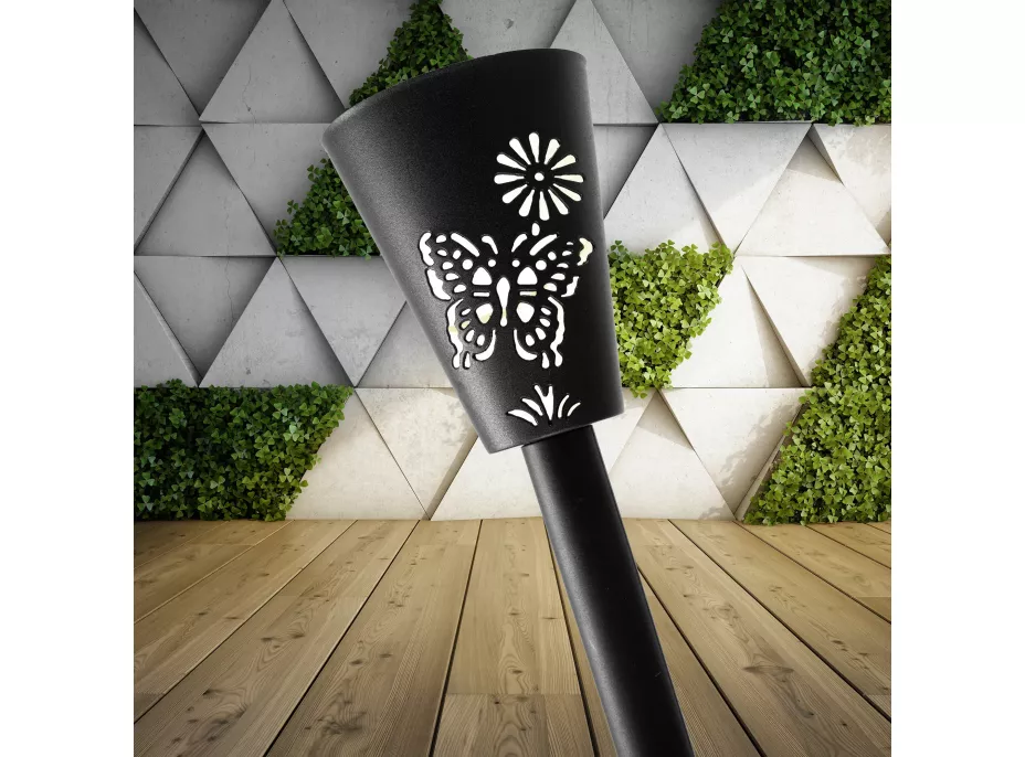 Záhradná LED solárna lampa do zeme BUTTERFLY 37x7,5 cm - čierna