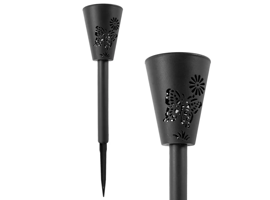 Záhradná LED solárna lampa do zeme BUTTERFLY 37x7,5 cm - čierna