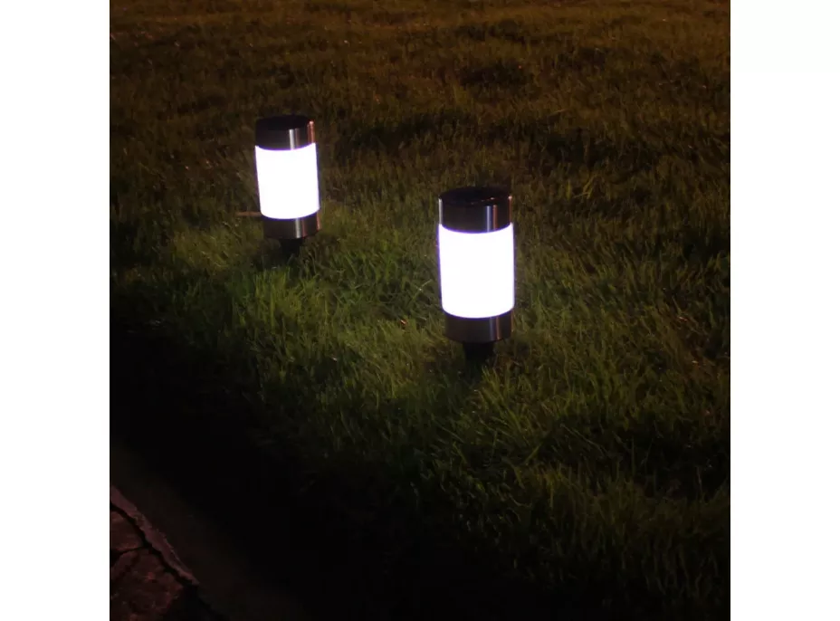 Záhradná LED solárna lampa do zeme CYLINDER 23x6 cm - strieborná